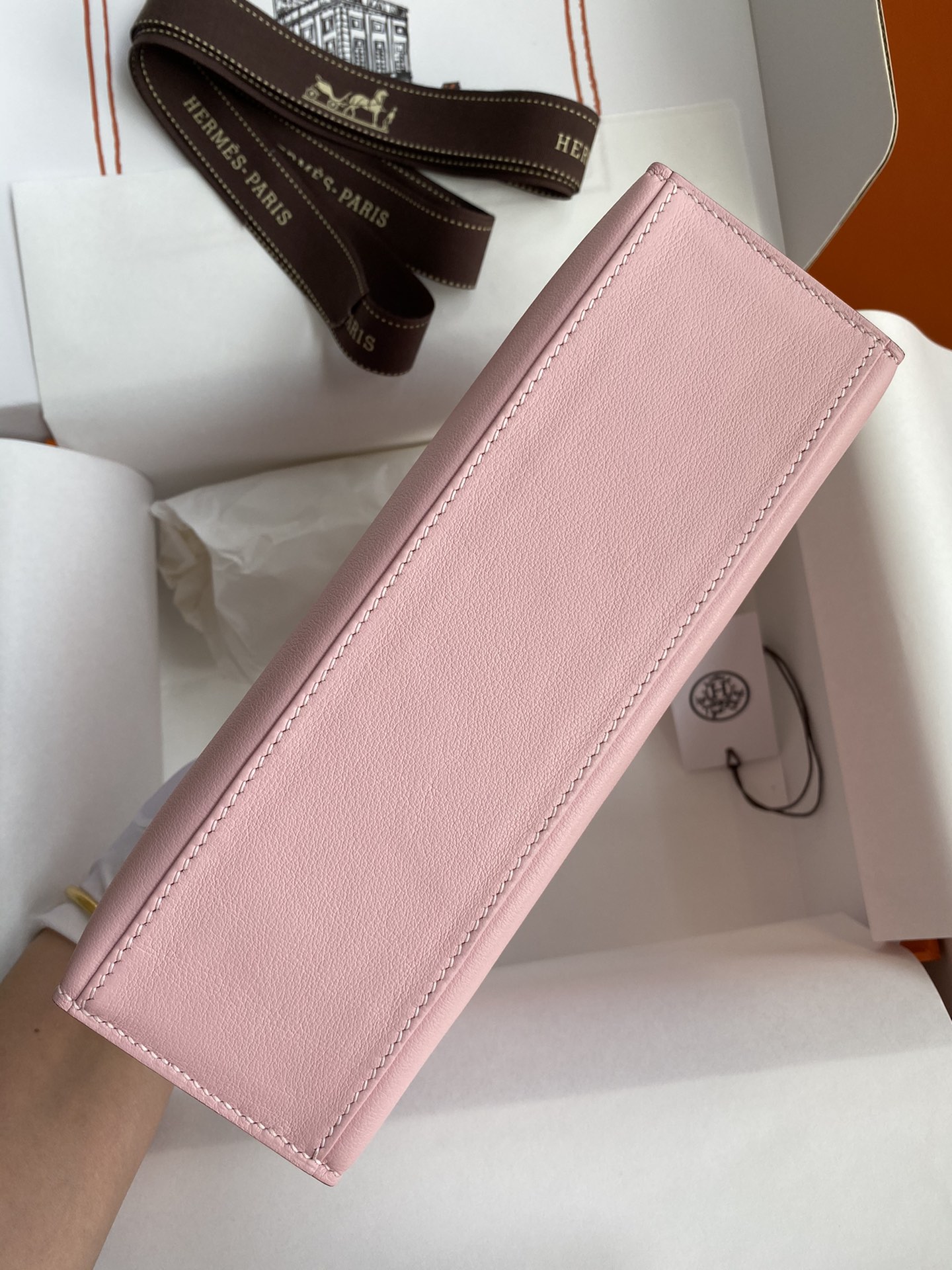 Hermes Mini Kelly Pochette 22cm Bag In Pink Swift Leather